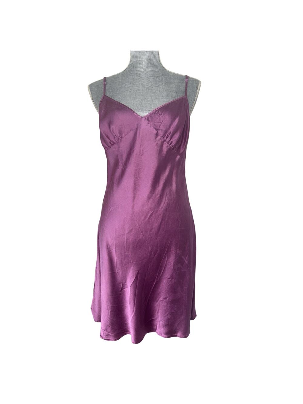 Y2K Victoria’s Secret 100% Silk Purple Open Back Tie Slip Dress Large Fairycore
